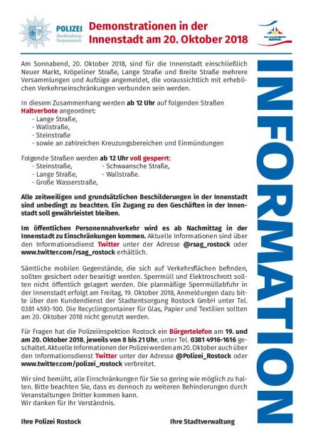 Flyer Demonstrationen am 20.10.2018 (Textseite)