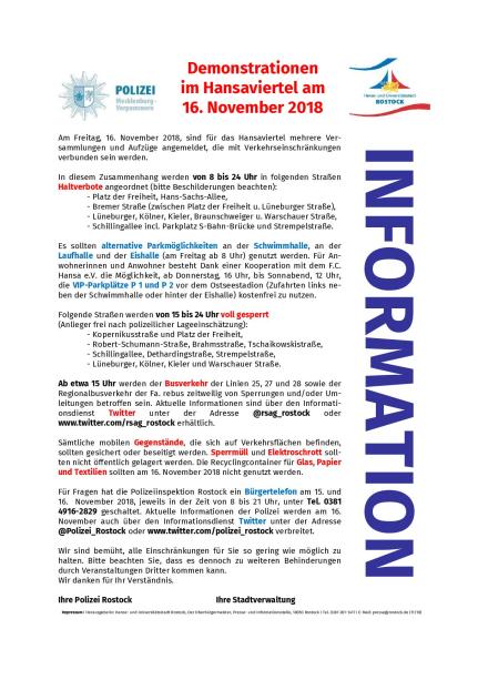 Flyer Demonstrationen am 16.11.2018 (vorn)