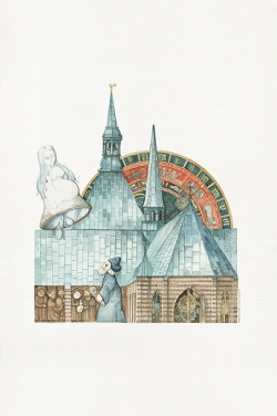 Aquarell "Über den Dächern"