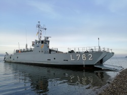 Das Landungsboot "Lachs" der Deutschen Marine