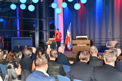 Einbürgerungsgsempfang am 1. Februar 2024 in der StadtHalle Rostock.