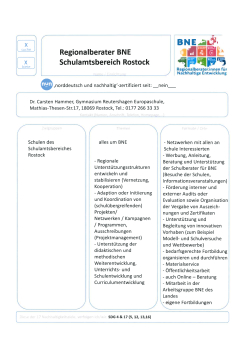 Steckbrief BNE-Regionalberater Schulamtsbereich Rostock