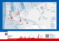 Nach der Einfahrt von der Bundesautobahn A19 in den Überseehafen ist die linke Abbiegespur zum Fährterminal gesperrt, so dass der Verkehr über die Straßen "Am Seehafen", "Ost-West-Straße" bis zum Kreisel "Fährterminal" umgeleitet wird.