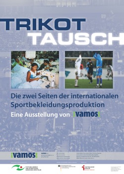 Näherinnen bei der Arbeit und zwei Fußballer beim Triokottausch