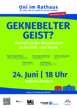 Einladung und Ankündigung zur Diskussion Uni im Rathaus: Wissenschaftsfreiheit unter politischem Druck